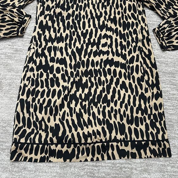 LOFT Dress Womens 8 Brown Black Animal Print Long Sleeve Shift Pockets Career - Picture 5 of 14